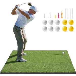 Golfguru Golf Mat, 5x4ft 21mm Dense Elite Golf Hitting Mats Practice with 10 Balls, 9 Tees, Heavy Duty Artificial Hitting Training Matt for Backyard Driving Chipping Indoor Outdoor Simulators
