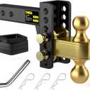TIROL Adjustable Trailer Hitch - Fits 2" Receiver, 4 Inch Drop/Rise Hitch, 2" & 2-5/16" Ball Hitches, Dual Balls 25000 LBS Capacity - Tow Hitch for Heavy Duty Truck