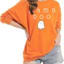 JINTING Mommy and Me Matching Outfits Halloween Little Boo Sweatshirt Spooky Mama Long Sleeve Shirt Tops (Orange)