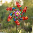 44" Parrot Garden Wind Spinners - Metal Outdoor Stakes Kinetic Wind Spinner Windmills Decor, Wind Sculpture Yard Art Decorations for Patio, Lawn & Garden