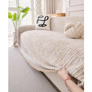 Erke Couch Cover Sheet Blanket, 3-Seat Small Size Sofa Cushion Slip Covers, L Shape Sectional Furniture Decor Protector, Machine Washable Chenille Slipcover for Pets Dogs Cats