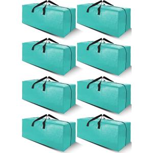 Cosy Family 8 Pack Heavy Duty Extra Large Moving Bags with Backpack Straps - Strong Handles & Zippers, Storage Totes For Space Saving, Fold Flat, Alternative to Moving Box (40 gal, Aquamarine)