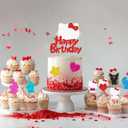 2 x Cute Cat Birthday Party Cake Toppers Decorations, 10Pcs hellow Cupcake Toppers For Cakes,Birthday's Celebrations