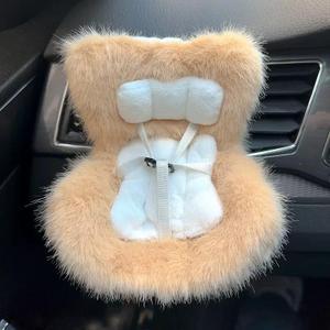 Doll Car Seat for 3–8 inch Figures, Compatible with Labubu and Other Plushes, Blind Box Dolls & Vinyl Collectibles, Includes Air Vent Clip & Desktop Stand, Cute Car Ornament for Collectors