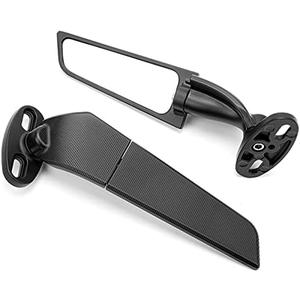Racing Motorcycle Mirrors,Modified Motorcycle Aerodynamic Wing,Adjustable Rotating Side Mirrors with Wide Viewing Angle Fit for Honda Kawasaki Suzuki Yamaha (Large)