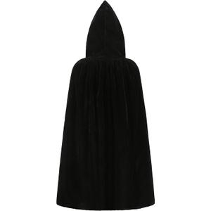 Kids Hooded Velvet Cloak Robe Halloween Cosutme Cape Fancy Cosplay Costumes 3 to 16 Years (Black)