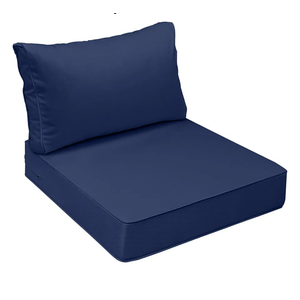 AAAAAcessories Outdoor Seat Cushions for Chairs, Fade-Resistant, Waterproof Patio Furniture Replacement Cushions, 25.5" x 25.5" x 5" + 25.5" x 13.5", Navy Blue, 2 Pack