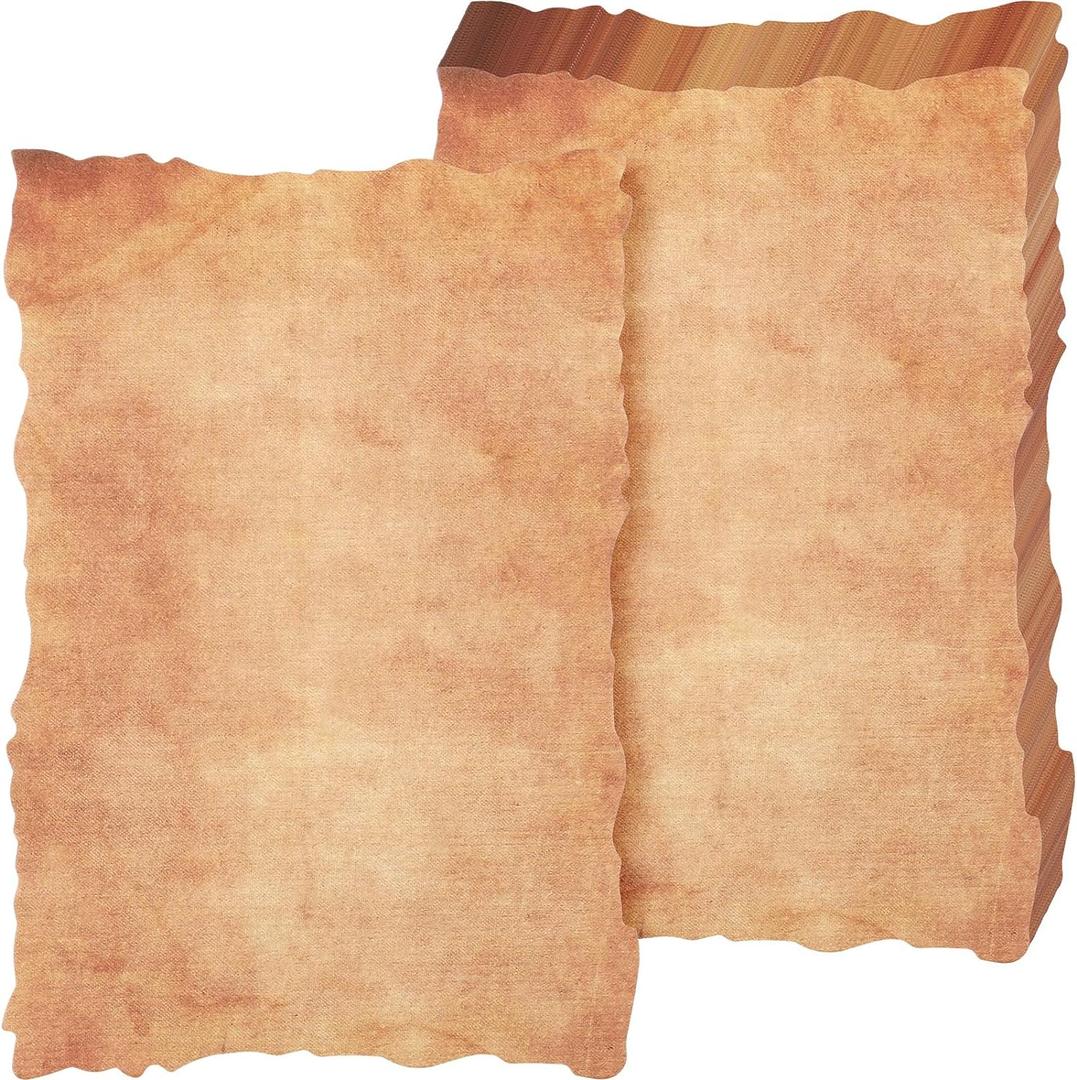 Harloon 50 Pcs Vintage Old Looking Cotton Watercolor Paper Cardstock Blank 200 GSM Thick Antiqued Deckle Edge Virgin Paper for Drawing Writing Printing Invitations Greeting (4x6 Inch)