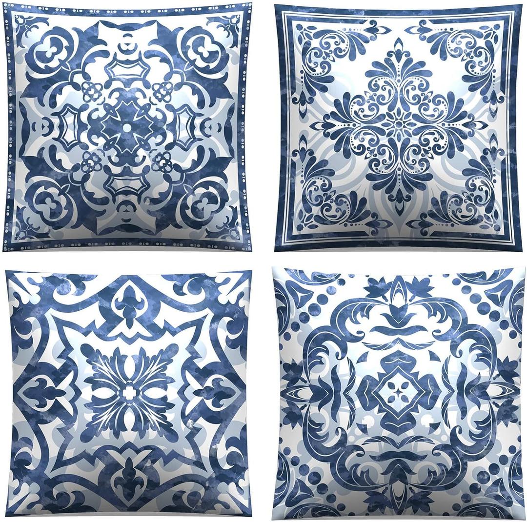 Boho Throw Pillow Covers Set of 4 Vintage Decorations for Bedroom Sofa Couch Chair Car Square Cushion Covers Throw Pillow Case for Living Room Pillowcase Home Decor Pillows Decorative 18 x 18Inch