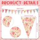 Funtery 5 Pcs Retro Bright Floral Paper Garland Chic Tea Party Decorations Wildflower Garland Floral Triangle Banner for Wedding Birthday Parties Festivals Home Outdoor Hanging Decorations