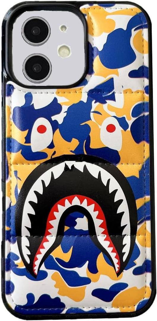 Hoolcase for Iphone 11 Soft Case 6.1 Inch for Half Yellow Shark Face/Shark Teeth Fans Girls kids Boys, Cartoon Cute Fun Funny Shockproof TPU Protective Non-Slip Cover for Iphone (CYX-YELLOE)