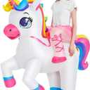 KOOY Inflatable Unicorn Costume Adult, Inflatable Costumes Women, Blow up Ride on Unicorn Costume for Women/Girls, Party Halloween Costumes