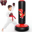 QPAU Inflatable Punching Bag, 48 Inch Stable Inflatable Boxing Bag for 3-6 Kids,Dinosaur Toy & Gifts for Boys and Girls, Kids Boxing Set for Practicing Karate, Taekwondo