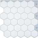 10-Sheet White Hexagon Peel and Stick Backsplash, Self-Adhesive Stick on Backsplash Wall Tiles for Kitchen Bathroom (10"x10")