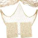 2 Pack Natural Fishing Net Dcor 79 Inch Beach Theme Decor for Party Home Bedroom Wall Hanging Fish Net Decorations (Beige-No Shells)