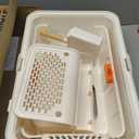 XL Stainless Steel Cat Litter Box with Enclosure and Pooper Scooper - Durable Black Metal Litter Box for Big Cats, High Sides for Anti-Leakage, Never Absorbs Odors, Non-Sticky - (60x40cm) (White)