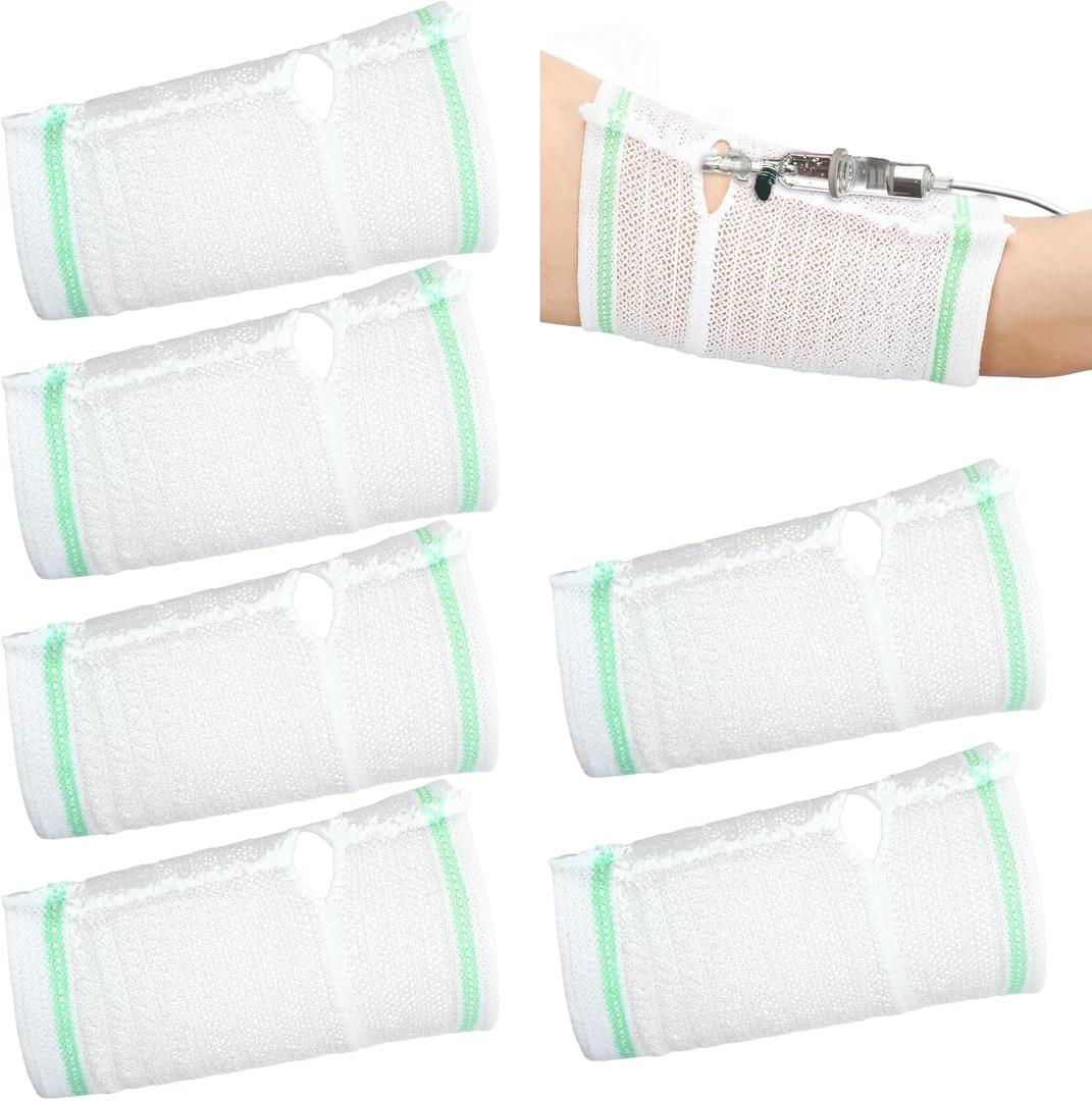 TrelaCo 6 Pcs PICC Line Cover Sleeve Upper Arm Protector Comfortable Breathable Elastic Mesh PICC Line Sleeve Cover for Upper Arm Adult Teenager Nursing
