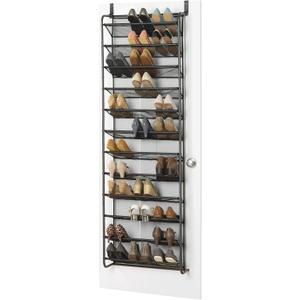 Whitmor 36 Pair Over the Door Shoe Organizer, 12 Tier Hanging Shoe Organizer, Heavy Duty Metal & Mesh Shoe Holder, Hanging Shoe Rack for Closet Storage, 69"L x 21.7"W x 7.5"H, Gunmetal Gray