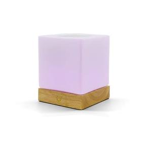 LuvLink Cube Friendship Lamp v2 Extended WiFi Range - Bluetooth Setup - Wood & Glass Design (Single, Natural)