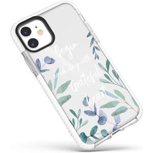 Case Compatible for iPhone 12/iPhone 12 Pro,Inspirational Bible Verses Christ Quotes Flowers Florals Leaves Girls Women Men Soft Protective Clear Case Compatible for iPhone 12 Pro/iPhone 12 (Begin)