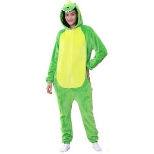 Unisex Adult Pajamas Plush Onesie Animal Cosplay Halloween Costume Gifts (Green)