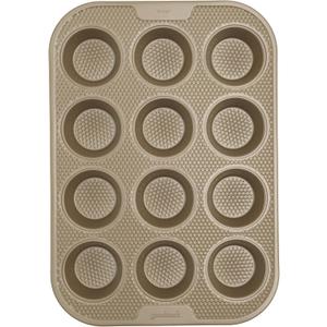 GoodCook BestBake Nonstick Textured Carbon Steel Muffin Pan, 12cp, Bronze