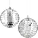 Rocutus 4 Pack Mirror Disco Balls, Silver Hanging Party Disco Ball for Party or DJ Light Effect, Home Decorations, Stage Props, Game Accessories (3.15 Inch)