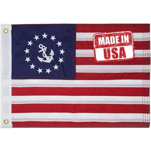 Small American US Anchor Boat Flag 12x18 Inch Sewn Stripes with 4 Clips- Embroidered Stars USA American Flag for Boat with Grommets