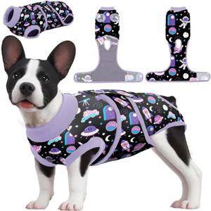 PetWarm Surgery Shirts for Dogs, Hooded Dog Inner Clothes, Recovery Suit for Dogs Prevent Licking Dog Onesies Pet Surgery Recovery Suit Anti-Licking Soft Dog Bodysuit, Cosmic Pattern, Purple, M (Medium (Back:13.4-16.1'', Weight:14-25LB))