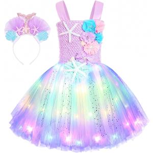 Mermaid Costume Light Up Dress for Girls - Birthday Party Gifts, Decorations, Halloween Costumes (5-6 Years)