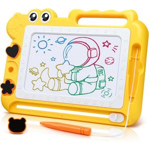 AiTuiTui Magnetic Drawing Board Toddler Toys Gift for 2 3 Year Old Girls Boys, Sketch Writing Doodle Pad Age 2-4 Travel Games, Educational Learning Kids Toys for Toddlers Birthday (Yellow)