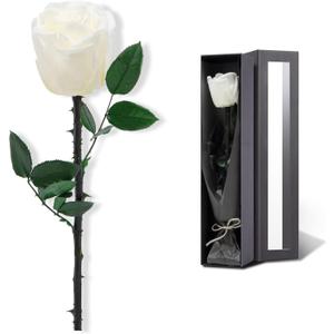 White Flowers for Delivery Prime, Preserved White Roses Flower Gifts for Women, Real Roses Single Rose Gifts for Her, Mom Birthday Gifts from Daughter, Valentines Flowers