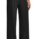 Heathyoga Womens Dress Pants Pull On Wide Leg Stretchy Work Pants Women Business Casual Outfits Slacks for Women Trousers Black, Small