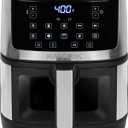 Kalorik Air Fryer 5 Quart Capacity with Touchscreen Digital Controls 10 Smart Cooking Presets with Illuminated View Window Shake Reminder & Dishwasher Safe Basket, 1500-Watts, Black