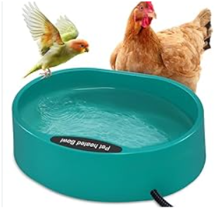 GHWMYD Heated Water Bowl for Chicken, Large Capacity 125OZ Poultry Water Heater for Hens Turkey Goose Duck Pigeon Poultry Birds Drinker in Winter, Chicken Coop Accessories No More Frozen Food Water