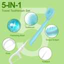 Mini Brushes-Disposable Toothbrushes with Toothpaste + Tongue Scraper + Picks+Floss Pick 5 in 1 Individually Wrapped for Work or Travel 26 Count (Iced Lemon Flavor)