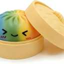 Rainbow Dumpling Squishies with Box, New Mystery Squishys Dumplings Stress Relief Balls Fidget Sensory Toy,Bao Bun with Food Steamer Stretchy Desk Squeeze Toys