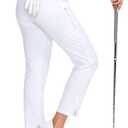 YYV Women's Golf Pants Stretch Work Ankle Pants High Waist Dress Pants with Pockets for Yoga Business Travel Casual(White Small)