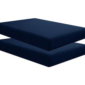 Sfoothome 2 Pack Fitted Sheets Twin Size, Brushed Microfiber, Extra Soft and Comfortable - Wrinkle, Fade Resistant,Navy Sheets with Deep Pocket