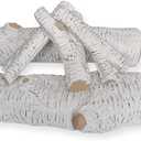 Proman Products Alpine White Birch Ceramic Fire Logs for Indoor Electric Gas Fireplace Inserts, Vented, Propane, Ethanol, Outdoor Firebowl, Firepit, 5 pcs, Longest 16" Shortest 9"