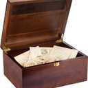 Larger Wooden Memory Wedding Keepsake Boxes With Hinged Lids - Decorative Storage Box With a Hinge Lids For Letter Time Capsule - Wooden Gift Boxes5.3*8.6*11.7 (Brown)