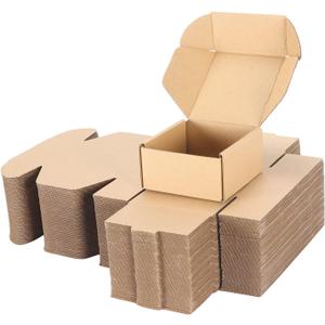 PHAREGE 4x4x2 inch Shipping Boxes Bulk 50 Pack Brown, Tab Lock Tuck Top Mailer Boxes for Packaging Small Business, Small Cardboard Gift Boxes for Wrapping Mailing Present