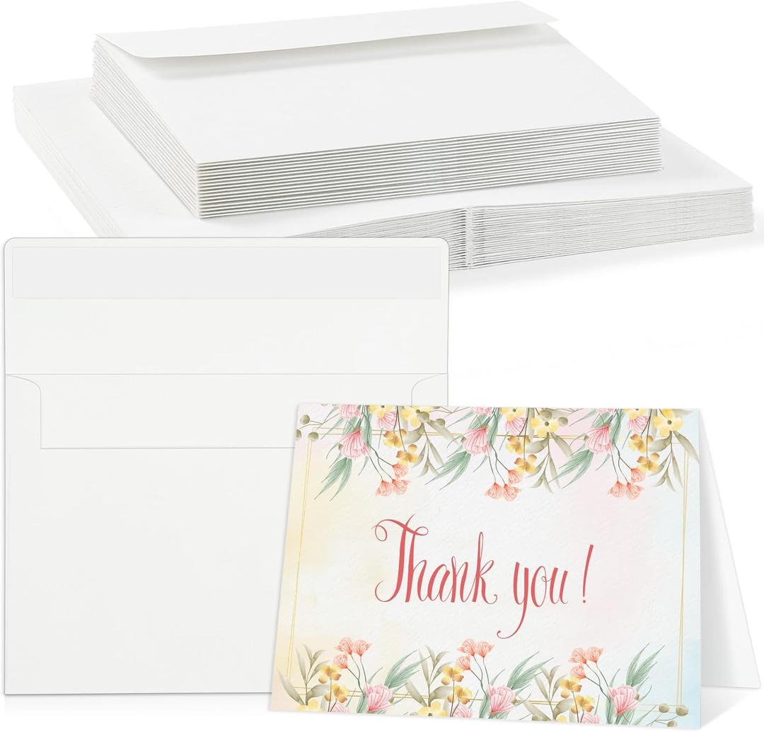 Prudiut 20 Sets Watercolor Cards with Envelopes, 140 lb/300 GSM Watercolor Paper Cards, 4x6 Inch Foldable Blank Cards and Envelopes for Greeting Card, Wedding Invitations, Thank You Card