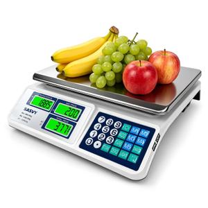 Price Computing Scale 88lb/40kg Commercial Food Scale with Change Function, Dual LCD Displays, Rechargeable Battery for Farmers Markets, Deli, Meat, Produce, Retail
