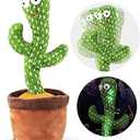 Dancing Cactus Talking Toy,Wriggle Singing Mimicking Cactus,Repeat What You Say,Sing,Dance,Recording,LED(120 Songs)
