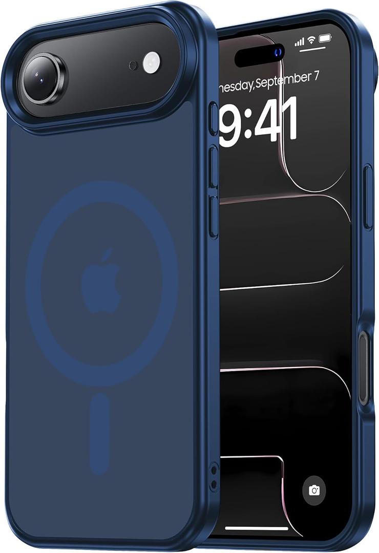 2 x Tigowos Magnetic for iPhone Air Case Fits MagSafe 16FT Drop Resistant Matte Skin Feeling Back Cover Shockproof Slim Fit for iPhone 17 Air Phone Case 6.5 inch,Dark Blue