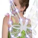 Spooktacular Creations Girls Women Butterfly Wing, Halloween Light Up Fairy Wing for Kids Adults Halloween Cosplay Parties (White)