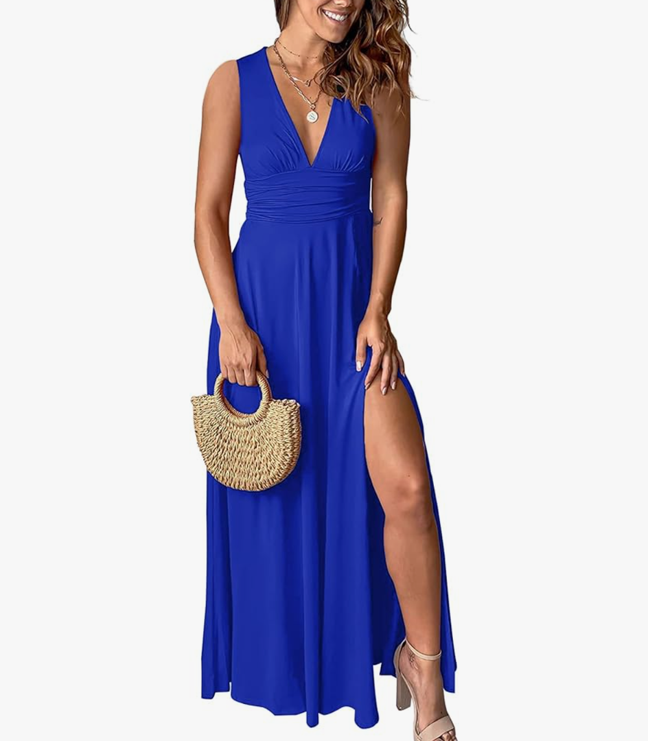 Women's Deep V-Neck Maxi Dress Sexy Side Slit Party Club Long Dresses Summer Beach Sundress for Women 2025
Size M