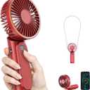Portable Handheld Fan, 4000mAh, 180 Adjustable, 6 Speed Wind, Display Electricity in Real Time, USB Rechargeable Foldable Personal Fan (Red)