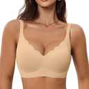 Seamless Bras for Women No Underwire with Support - Womens Full Coverage Push Up Wireless Bra - Back Fat Smoothing Bralettes, Nude, 2XL